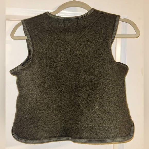 Vintage Woolrich Sweater Vest Women’s Small Green Acorn Pine Wool Dark Loden - Picture 2 of 3